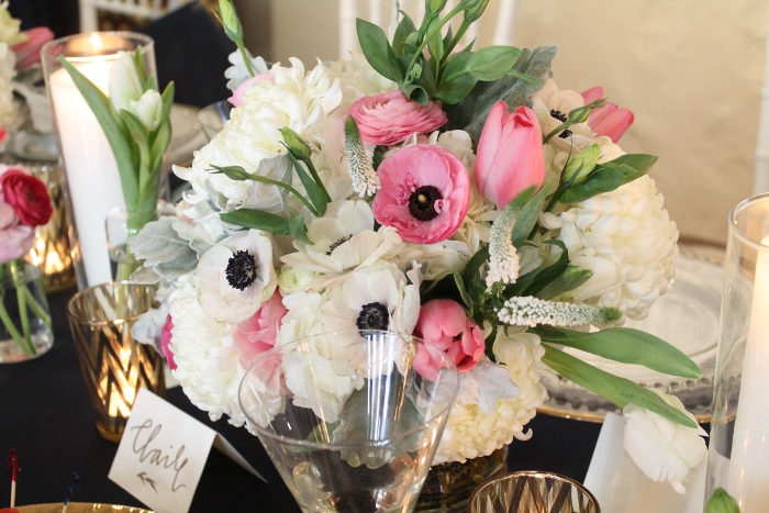 Closeup of pink and white flowers