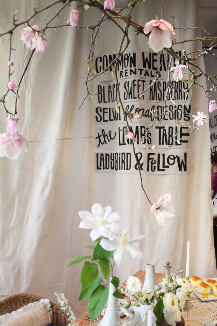 Flowers hanging over the table