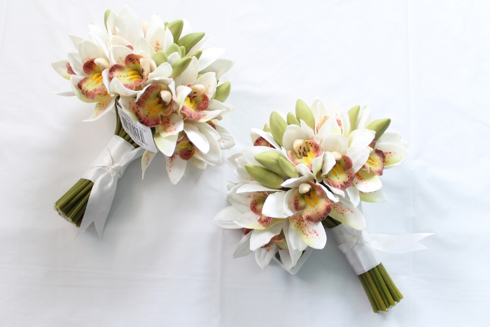 Mini Cymbidium Orchid Bridal Bouquet in White Green Mini Cymbidium Orchid Bridal Bouquet in White Green